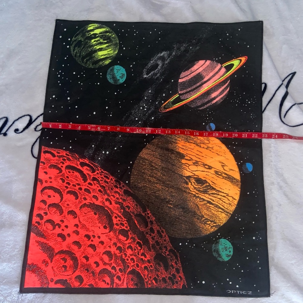 Trippy neon space plant poster made of canvas